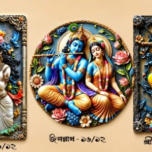 16'' Radha~Krishna Wall Calligraphy Set